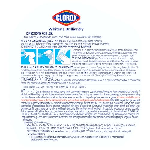Buy now Clorox Plus Tilex Mold and Mildew Remover with Bleach, Spray Bottle, 32 Fluid Ounces, Unscented, Pack of 3 at indiglob india