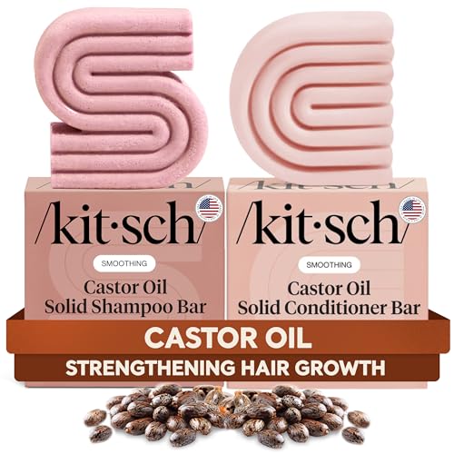 Buy now Kitsch Castor Oil Shampoo and Conditioner Set - Organic Castor Oil Hair Care for Dull & Dry Hair - Nourishing Bar Soap for Hair Growth - Free of Sulfate, Silicone, & Paraben - Made in USA - 2pcs at indiglob india