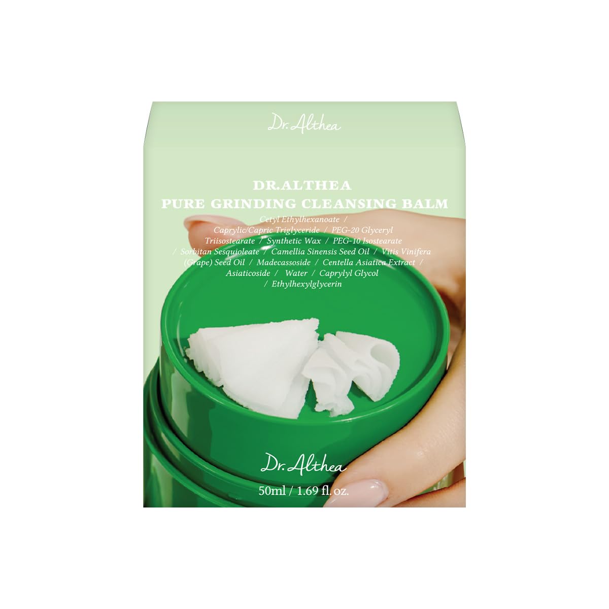 Dr.Althea Pure Grinding Cleansing Balm, Korean Vegan Skin Care, 1.69 Fl Oz | Hygienic One-Step Waterproof Makeup Remover with Madecassoside, Gentle Sorbet Texture for Sensitive Skin, Travel Essentials