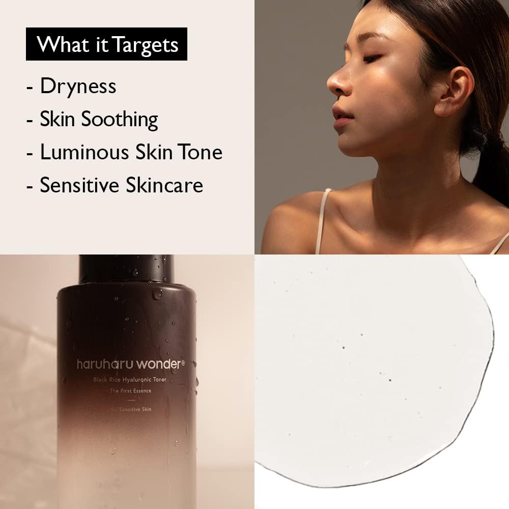 haruharu Black Rice Hyaluronic Toner for Sensitive Skin, 10.1 fl.oz, Vegan | Toner for Face, Alcohol Free, Fragrance Free, Glass Skin, Deep Hydration, Balancing, Soothing, Cruelty-Free, Korean Skin care