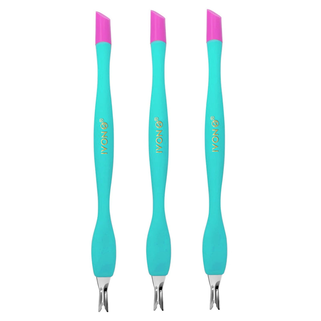IVON 3 Pack Cuticle Trimmer Pusher Remover, Rubber Tip Gentle on Nail Bed