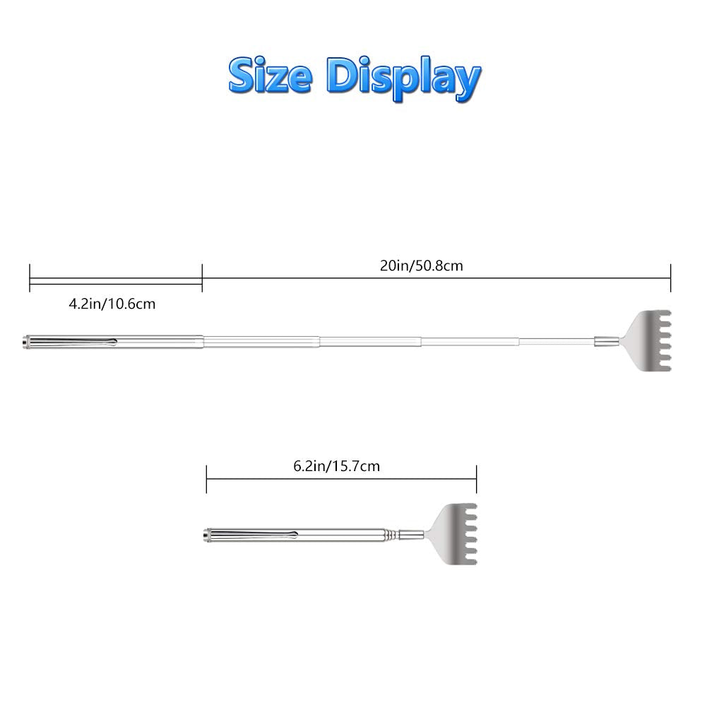YIMICOO Extendable Back Scratcher for Men 3 Pack Portable Telescopic Metal Back Scratchers/Hand Massager with Pocket Clip for Thanksgiving, Birthday, Christmas Gifts