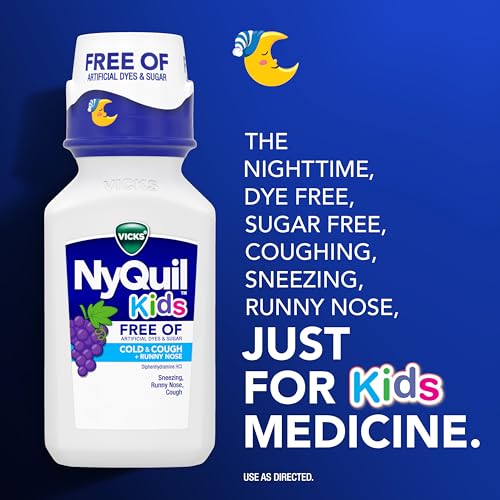 Buy now VICKS Kids DayQuil & NyQuil Cold & Cough Relief Liquid Co-Pack, Free of Artificial Dyes & Sugar, Multi-Symptom Relief of Cough, Sneezing, Runny Nose, Mucus, and Chest Congestion, for Ages 6+, 2x6oz at indiglob india