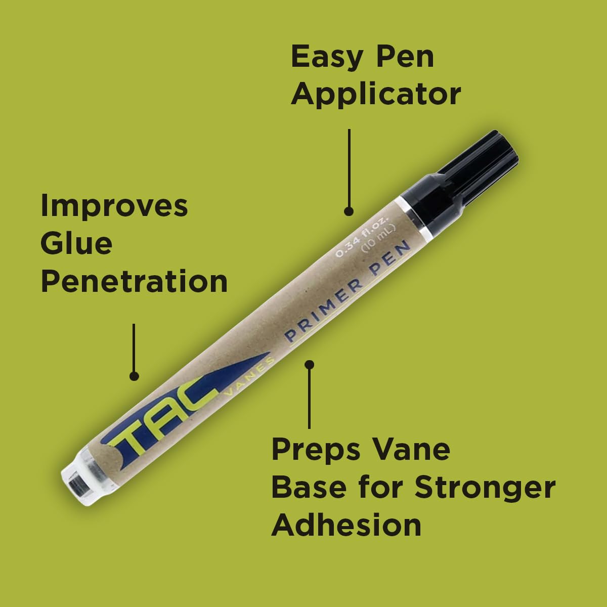 TAC Vanes TAC Primer Pen - .34 fl oz. | Archery Fletching Adhesive | Fast-Bonding, Precision Application, Durable Hold for Vanes