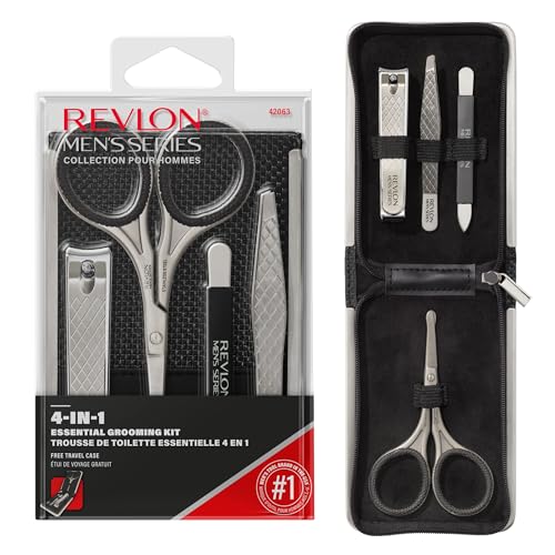 Buy now Revlon Men's Grooming Kit, 5-Piece Travel Essentials Set, Includes Nail Clippers, Scissors, File, Tweezers and Carrying Case, Stainless Steel, 1 count at indiglob india