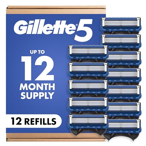 Buy now Gillette5 Mens Razor Blade Refills, 12 Count, Lubrastrip for a More Comfortable Shave at indiglob india