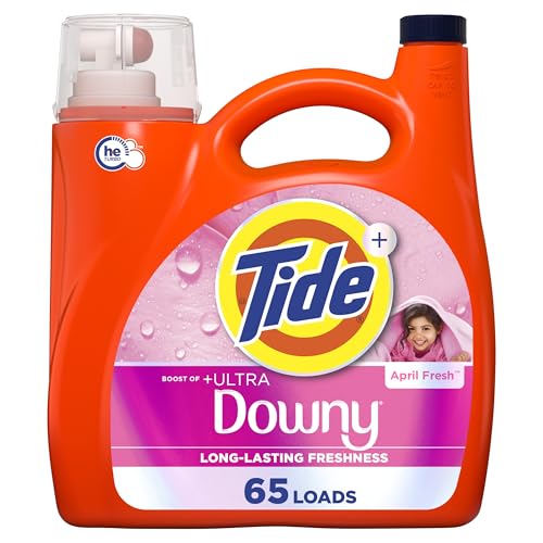 Buy now Tide Plus Boost of Ultra Downy Liquid Laundry Detergent, April Fresh Scent, 92 fl oz, 65 Loads, Laundry Detergent Liquid with Long-Lasting Freshness at indiglob india