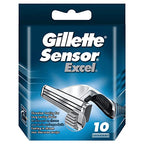 Buy now Gillette Sensor Excel Razor Blades for Men Pack of 10 Blades at indiglob india