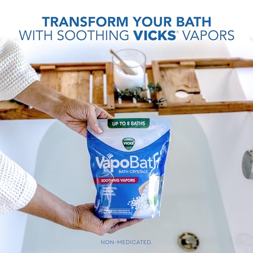 Buy now Vicks VapoBath, Bath Crystals, Soothing Non-Medicated Vicks Vapors, Refreshing Aromatherapy with Eucalyptus, Menthol, and Essential Oils, Bath Salts, 24oz at indiglob india