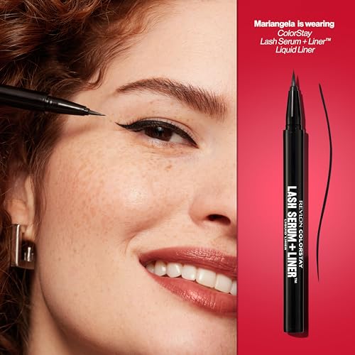 Buy now REVLON ColorStay Lash Serum + Liner, Waterproof Eyeliner, Healthier Looking Eyelashes, Smudge-Resistant Flexible Brush Tip, 001 Blackest Black at indiglob india