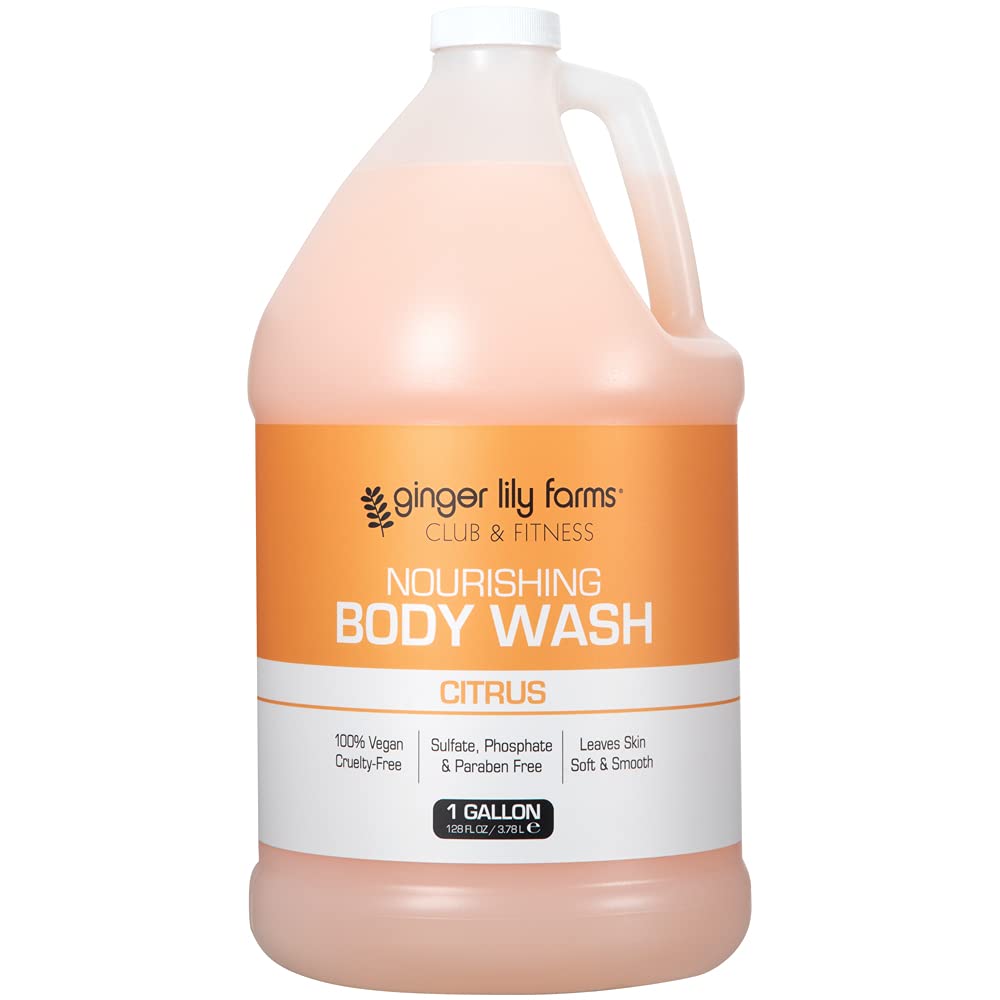 Buy now Ginger Lily Farms Club & Fitness Nourishing Body Wash, 100% Vegan & Cruelty-Free, Bath & Shower Gel for Men and Women, Citrus Scent, 1 Gallon (128 fl. oz.) Refill at indiglob india