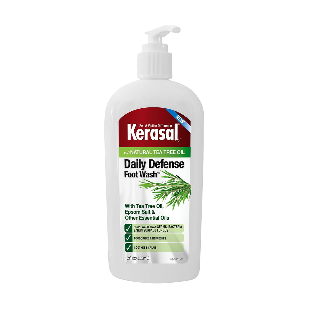 Kerasal Daily Defense Foot Wash, Cleanser, 12 oz | Daily foot cleanser with tea tree oil washes away odor and impurities to help feet feel clean and refreshed.