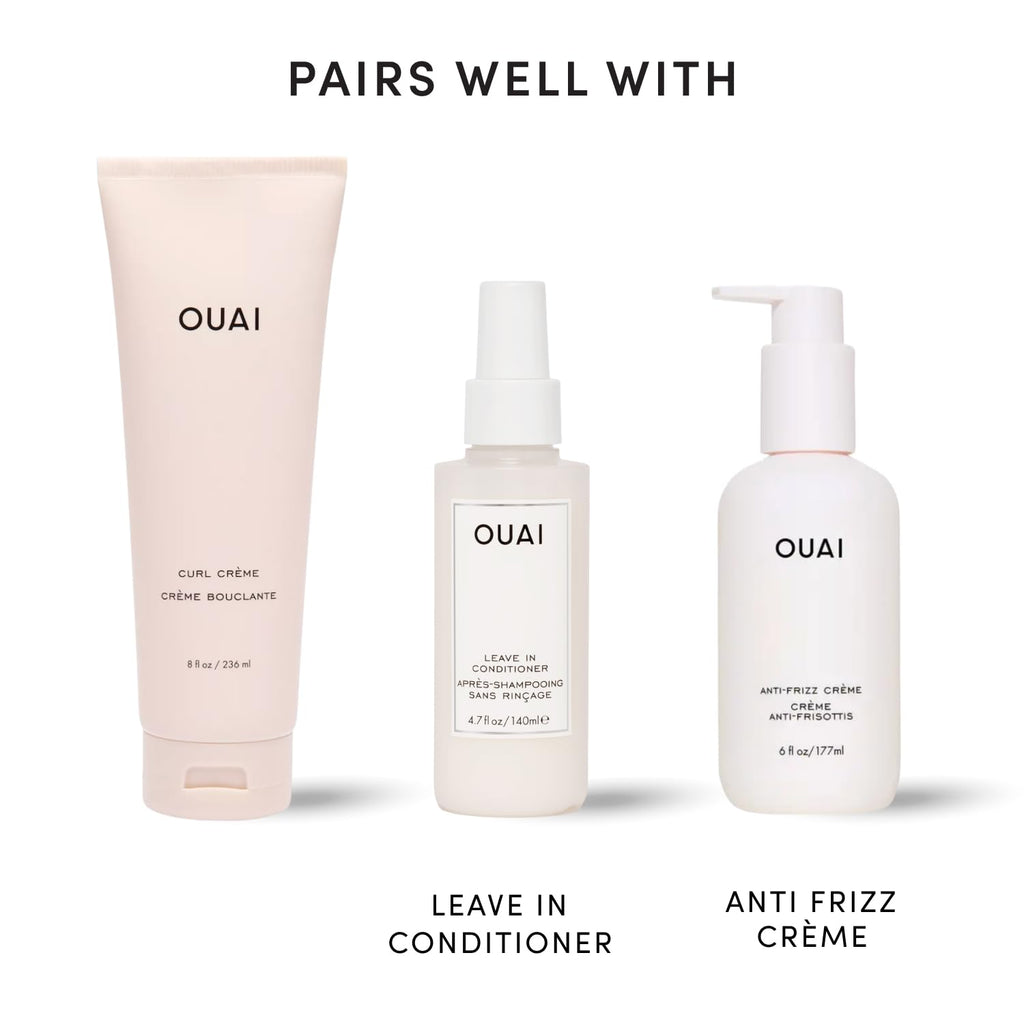 OUAI Curl Defining Cream - Hydrating Curl Cream (8 Oz) | With Chia & Linseed Oil, Enhances Definition, Hydration & Shine, Tames Frizz, Silicone-Free, Curly Hair Products