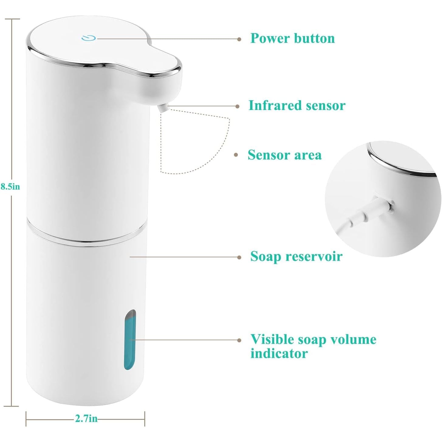 Buy now LAOPAO Soap Dispenser, Automatic Foaming Hand Soap Dispenser Touchless Rechargeable Bathroom Countertop Soap Pump for Kids Xmas Gift 300ml at indiglob india