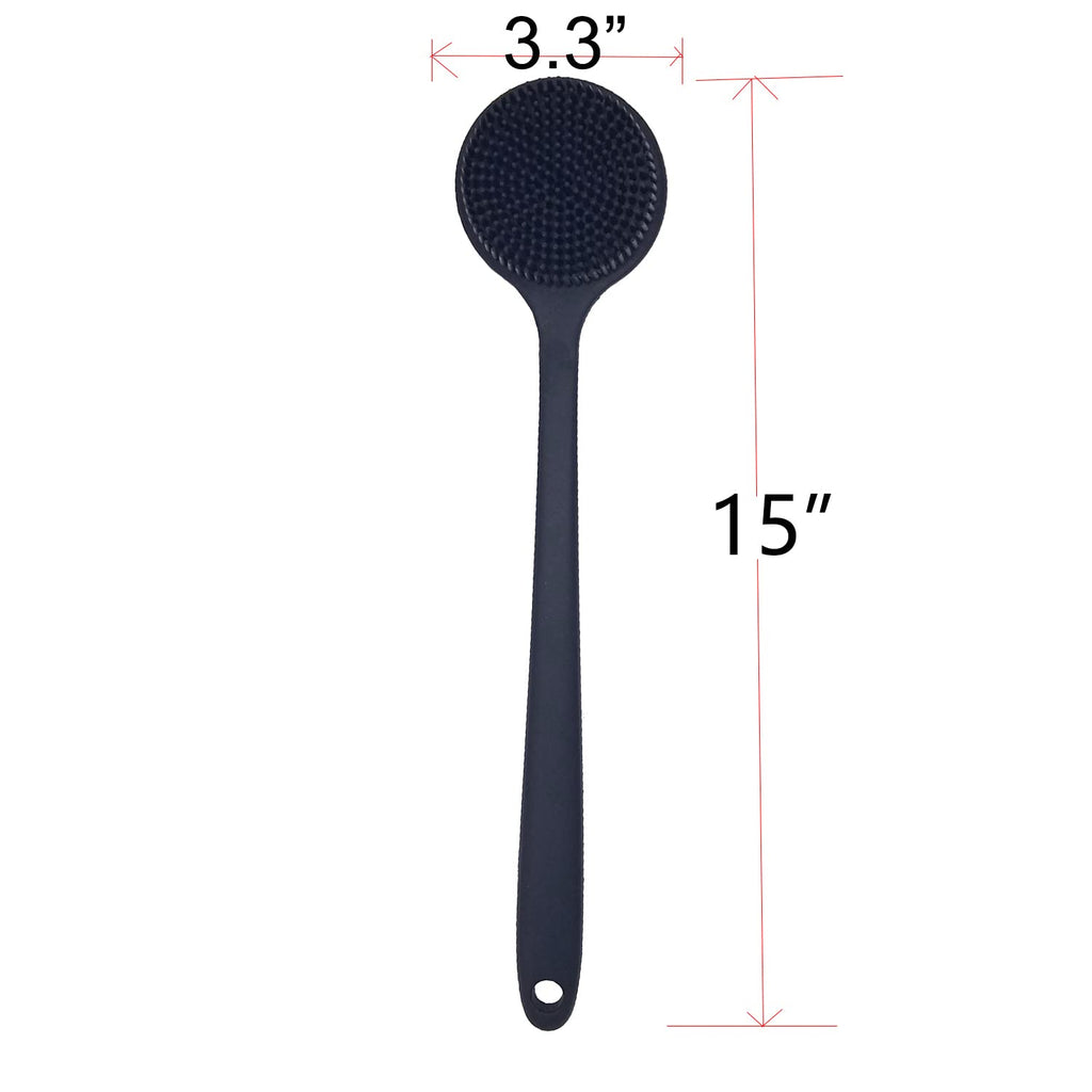 Buy now DNC Back Scrubber for Shower Soft Silicone Bath Body Brush with Long Handle (Black) at indiglob india