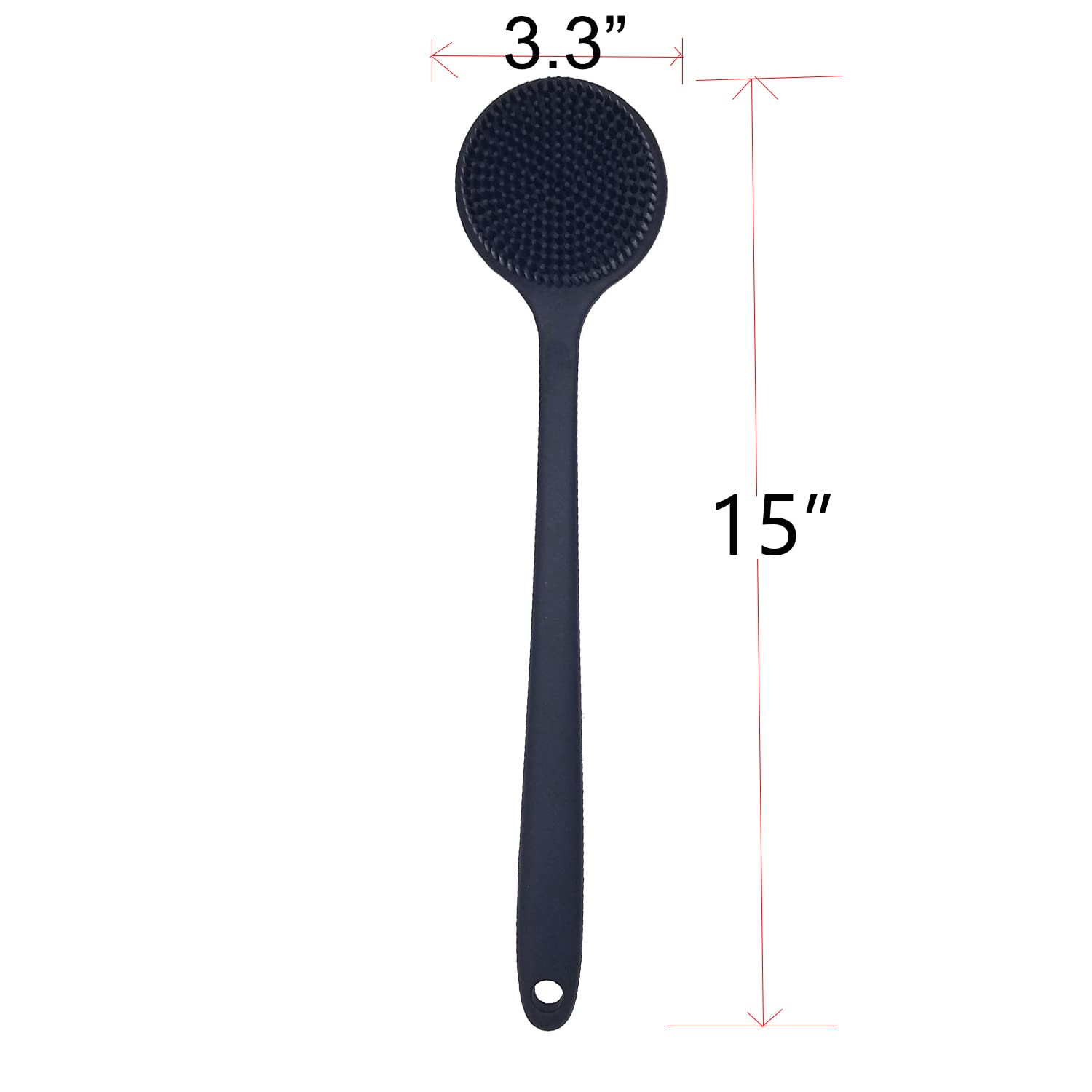 Buy now DNC Back Scrubber for Shower Soft Silicone Bath Body Brush with Long Handle (Black) at indiglob india