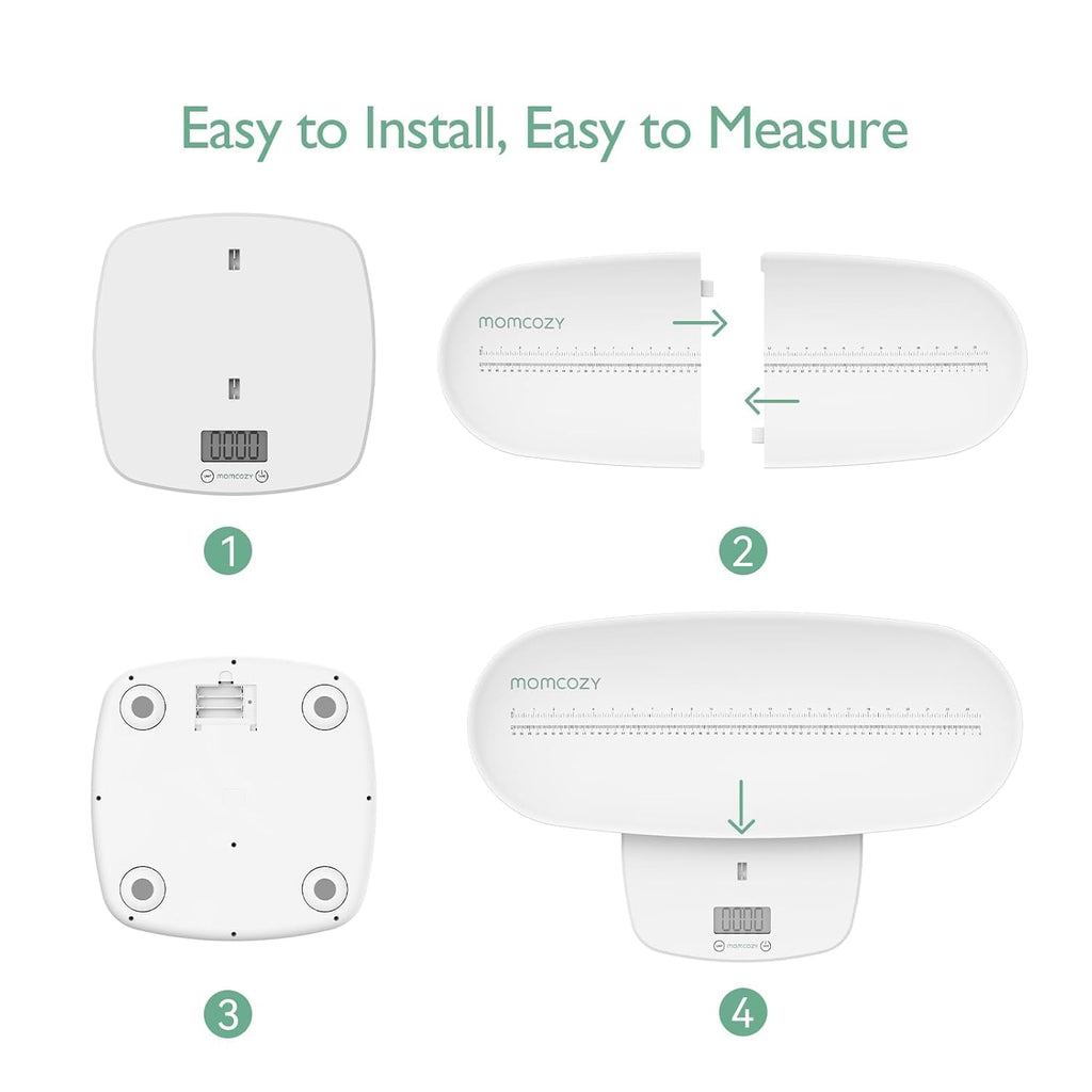 Momcozy Baby Scale, Weight, Height and Weighted Feeds, Removable Tray,