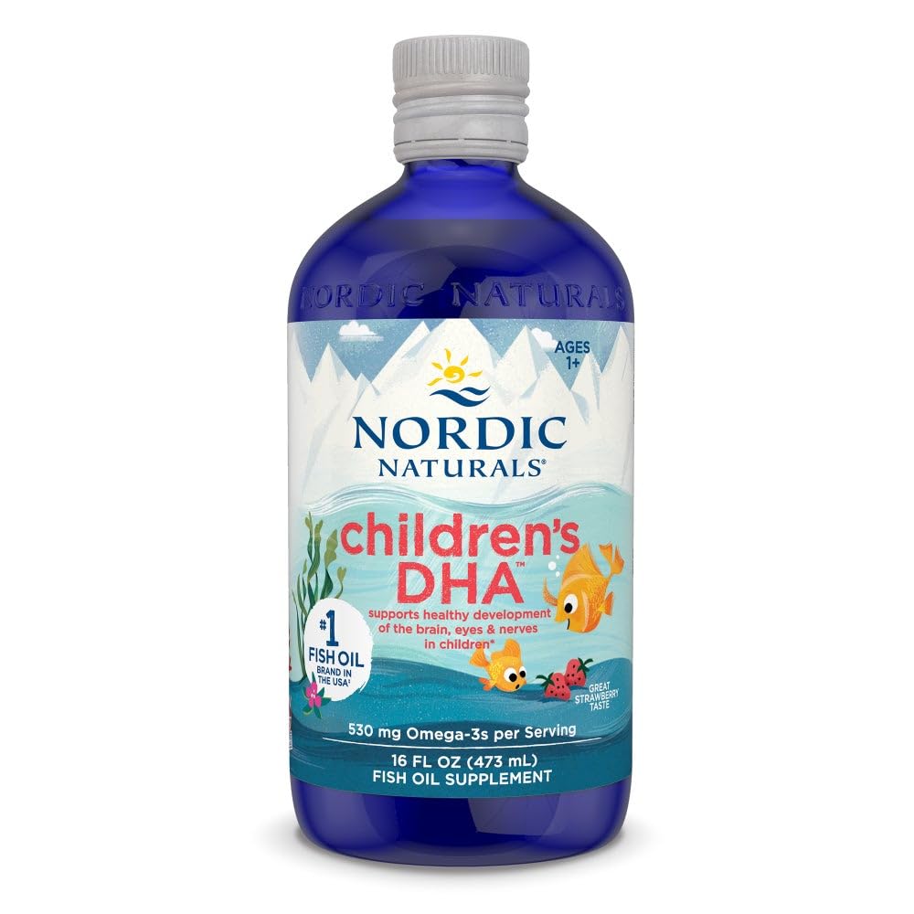 Buy now Nordic Naturals Childrenâ€™s DHA, Strawberry - 4 oz for Kids- 530 mg Omega-3 with EPA & DHA - Brain Development & Function - Non-GMO - 48 Servings Strawberry at indiglob india