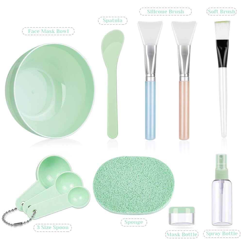 Buy now Face Mask Mixing Bowl Set, Anezus 11 Pcs DIY Facemask Mixing Tool Kit with Facial Mask Bowl Stick Spatula Silicone Brush Spray Bottle Puff Soaking Bottle Gauges at indiglob india