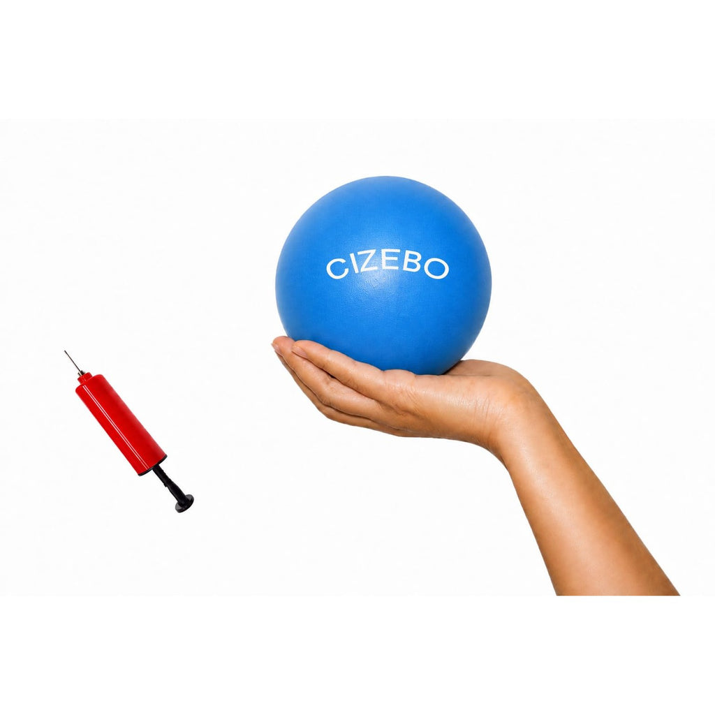CIZEBO Mini Exercise Ball 4 Inch, Small Pilates Ball for Core Training, Thigh and Hip Exercises, Mini Yoga Ball for Stability Training, Workouts, Fitness Classes, Blue