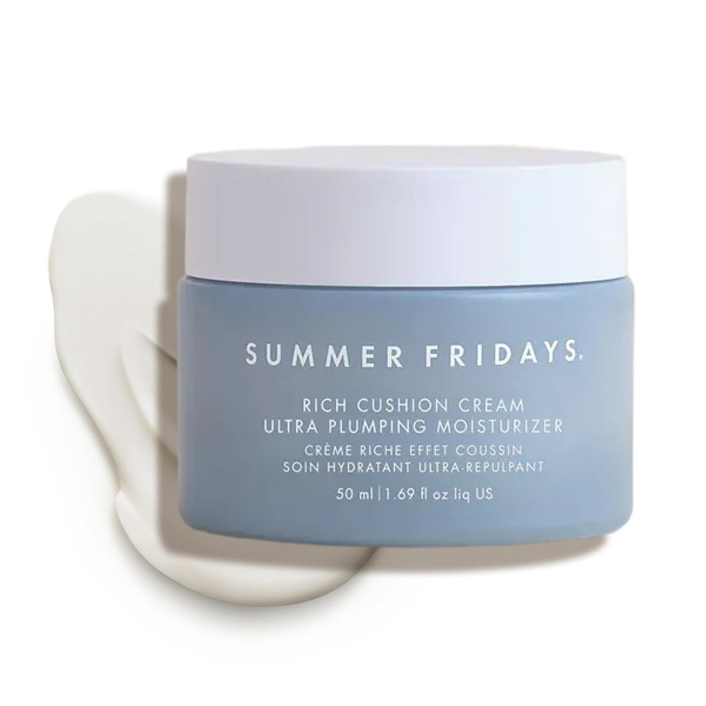 Buy now Summer Fridays Rich Cushion Face Cream - Ultra Plumping Barrier Repair Cream + Makeup Primer - Infuses Skin with Rich Hydration from Glycerin + Squalane - Non-Comedogenic + Fragrance-Free (1.69 Oz) at indiglob india
