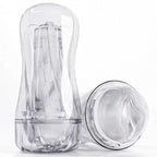 Male Masturbator Sex Toy for Men - Portable Transparent Manual Sucking Pocket Pussy Masturbation Cup with 7.5“ Depth Textured Vagina Blowjob Masturbating Stroker