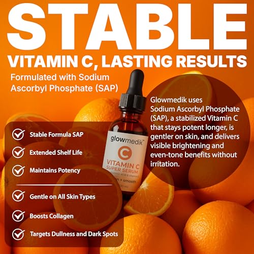 Buy now GlowMedik Vitamin C Serum for Face â€“ Brighten + Smooth Vit C Serum with Hyaluronic Acid, Vitamin E & MSM, Hydrates & Firms Dull or Uneven Skin for a Radiant, Youthful-Looking Glow, 60ml at indiglob india
