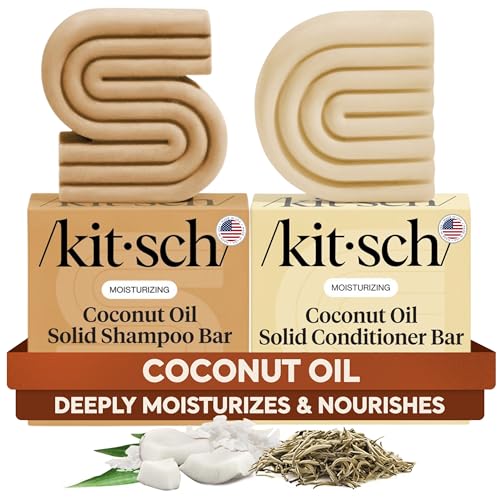 Buy now Kitsch Coconut Oil Shampoo and Conditioner Set Æ’?? Deep Moisturizing Shampoo and Conditioner Bar for Dry Damaged Hair Æ’?? Hydrating Solid Bars for Curly, Coily & Color Treated Hair Æ’?? Made in USA at indiglob india