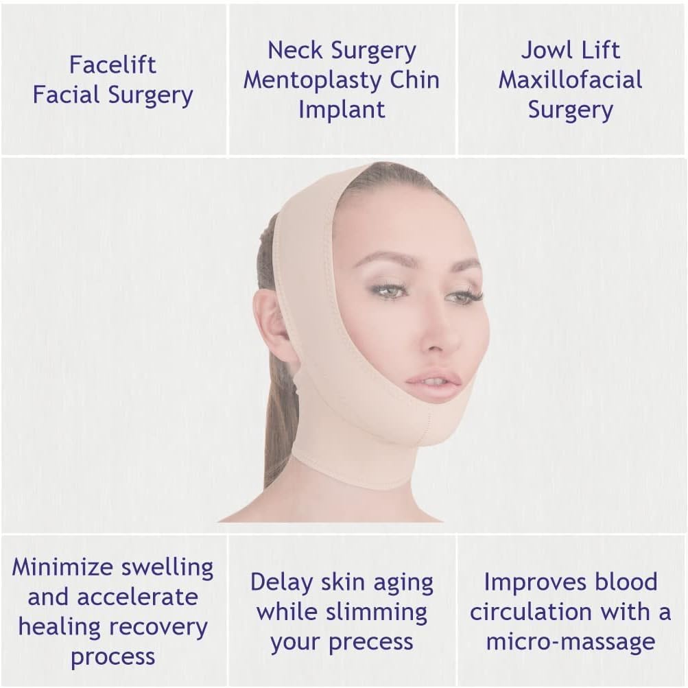 Buy now Post Surgical Chin Strap Bandage for Women - Neck and Chin Compression Garment Wrap - Face Slimmer, Jowl Tightening (M) at indiglob india