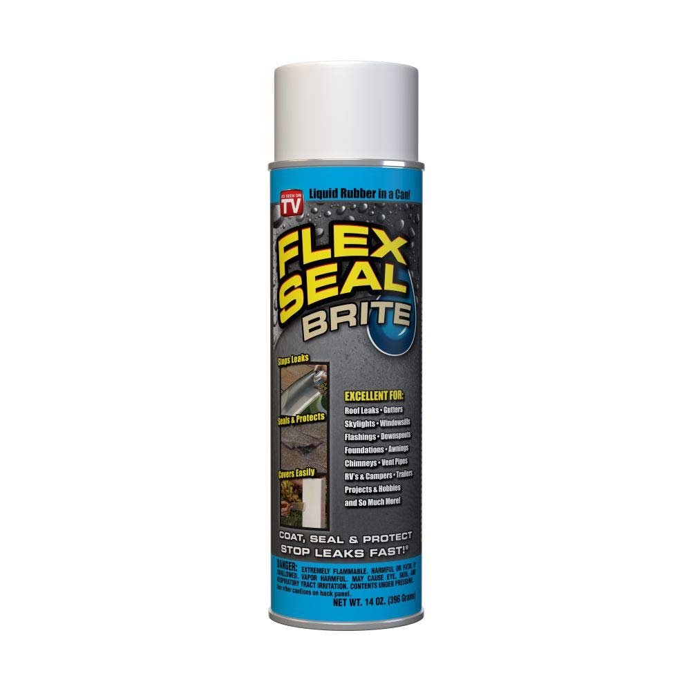 Buy now Flex Seal, 14 oz, Clear, Stop Leaks Instantly, Transparent Waterproof Rubber Spray On Sealant Coating, Perfect for Gutters, Wood, RV, Campers, Roof Repair, Skylights, Windows, and More Brite 14 oz (Pack of 1) at indiglob india