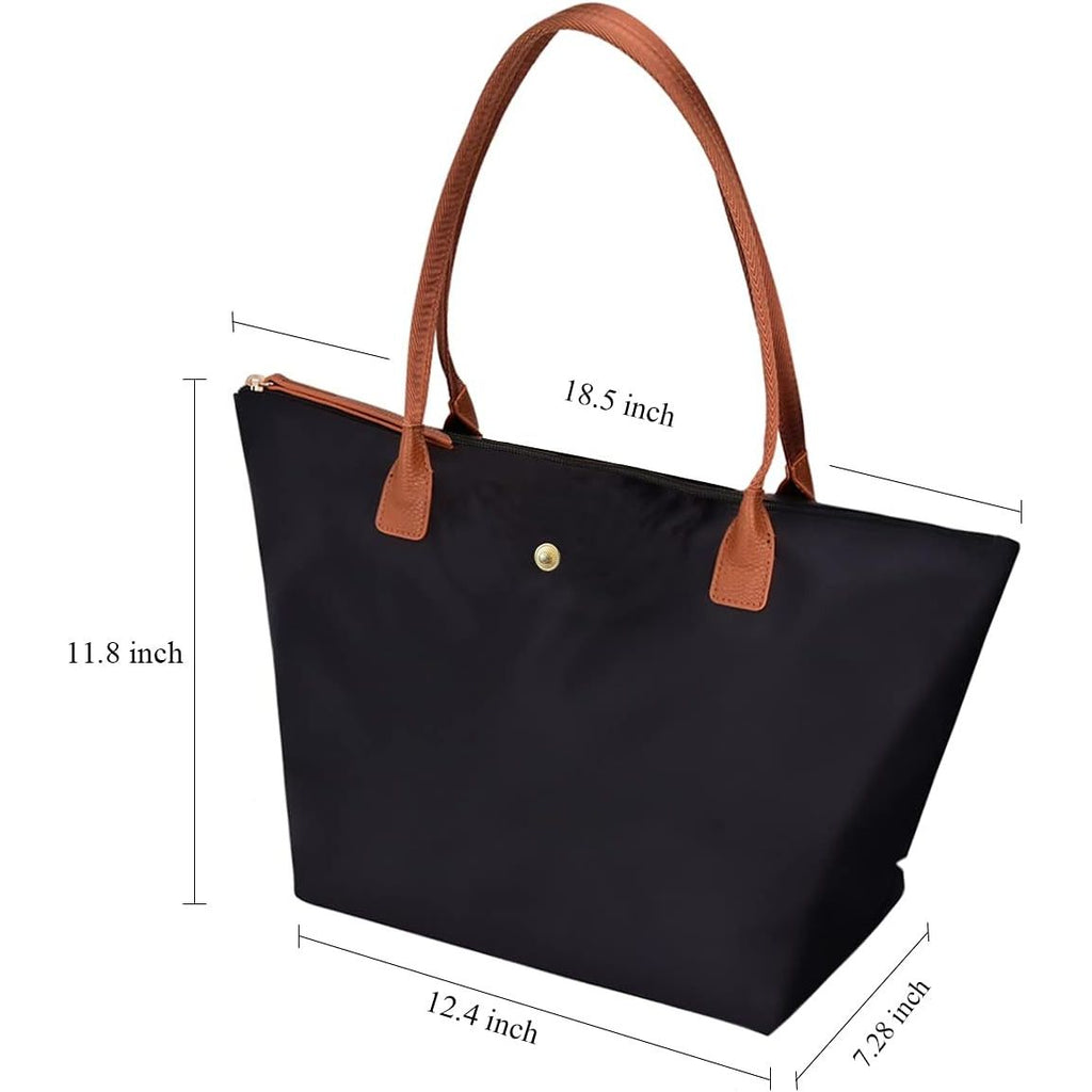 Buy now GM LIKKIE Shoulder Tote Bag for Women, Nylon Top-Handle Purse, Foldable Weekend Hobo Handbag (Black2) at indiglob india