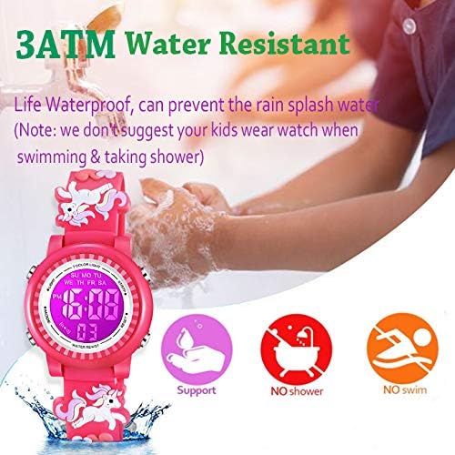 Buy now Venhoo Kids Watches 3D Cartoon Waterproof 7 Color Lights Toddler Wrist Digital Watch with Alarm Stopwatch for 3-10 Year Girls Little Child at indiglob india