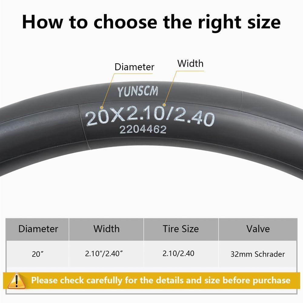 2-PCS 20" Heavy Duty Bike Tubes 20x2.10/2.125/2.25/2.30/2.35/2.40 Premium Butyl 20" Bicycle Inner Tubes Compatible with 20 x 2.10-2.40 Kids, BMX, City, Mountain Bike Tire Tubes Schrader Valve