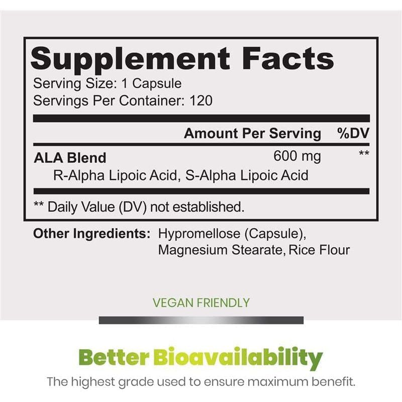 Buy now Simply Natures Pure Alpha Lipoic Acid 600mg 120 Veggie Capsules, Non-GMO Thioctic Acid 4 Month Supply at indiglob india