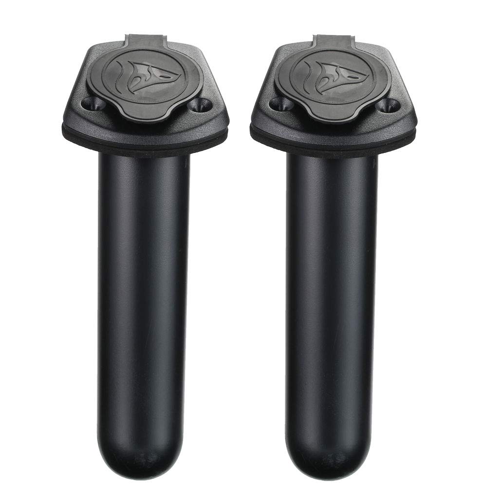 2 Pack Kayak Deck Flush Mount Fishing Rod Holders and Cap Cover for Boat, Canoe and Tackle Accessory Tool