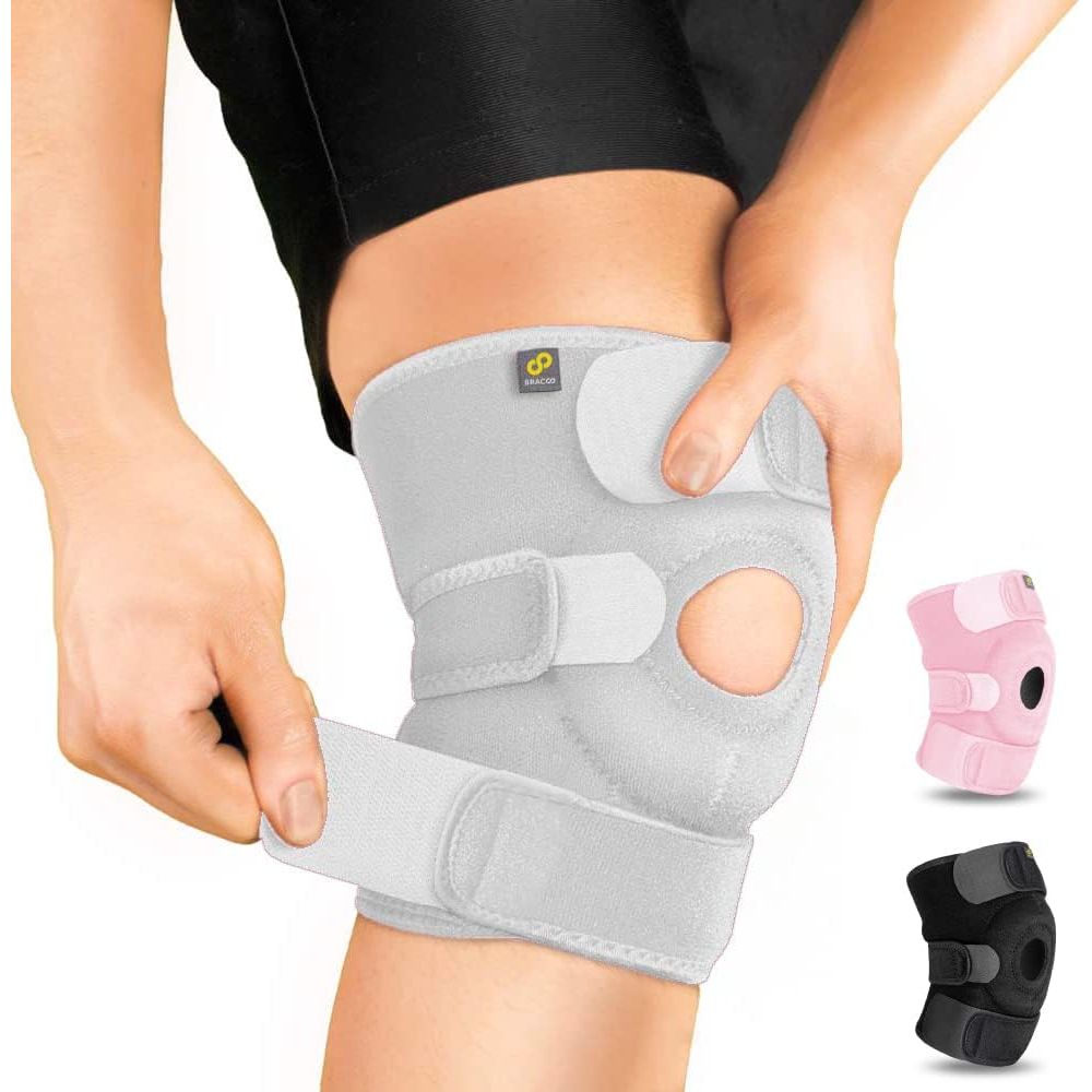 Buy now Bracoo Knee Support Brace for Men Women, Adjustable Compression Sleeve Wrap Patellar Pad Tendon - Arthritis Pain, meniscus tear, Injury Recovery, Running, Workout, KS10 1 Count (Pack of 1) Gray at indiglob india