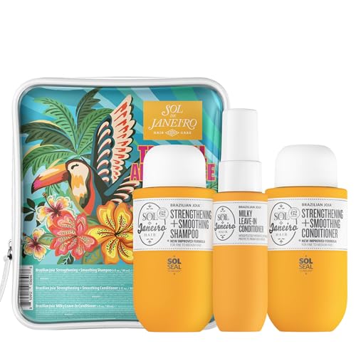 Buy now Sol de Janeiro Tropical Abundance Hair Repair Trio Travel Set | Jet Set | Sulfate Free Brazilian Joia Shampoo and Conditioner | Leave In Conditioner Spray | TSA Friendly | Amazon Exclusive at indiglob india