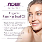 Buy now NOW Solutions, Organic Rose Hip Seed Oil, Certified Organic and 100% Pure, For Facial Care, Expeller Pressed, Vegan, Child Resistant Euro Dropper, 1-Ounce at indiglob india