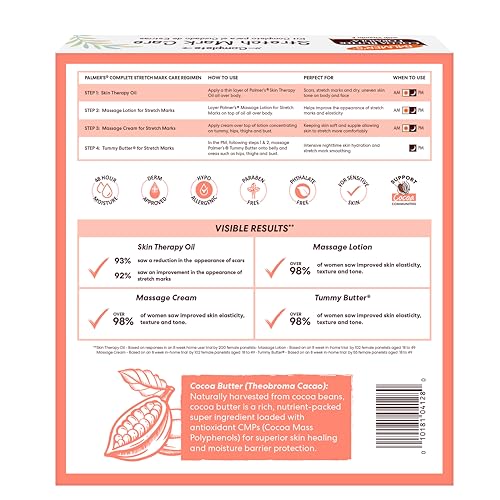 Buy now Palmer's Cocoa Butter Formula Pregnancy Skin Care Kit for Stretch Marks and Scars, Dermatologist Approved, Gift for Mom to Be, 4 Piece Full Size Set at indiglob india