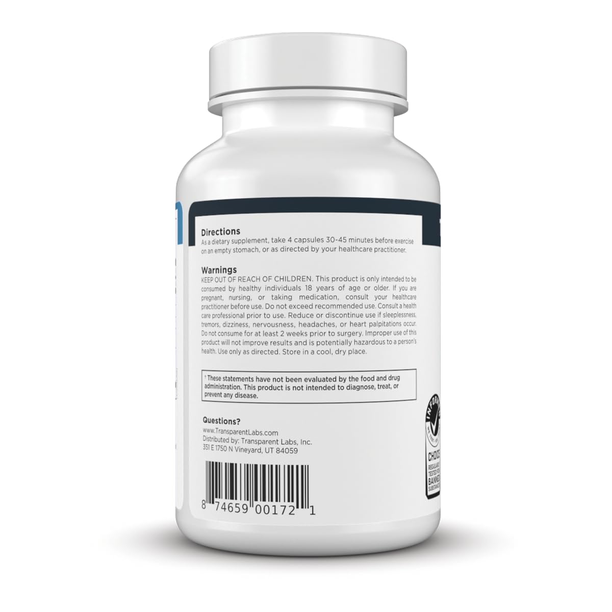 Transparent Labs Nitric Oxide - Nitric Oxide Booster for Men and Women with Arginine Nitrate, Betaine Nitrate, Pine Bark Extract, and Astragin for Nitric Oxide Flow - 120 Count