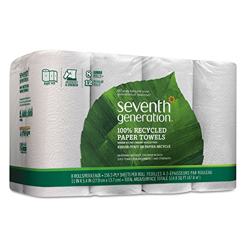Buy now Seventh Generation 13739PK 100% Recycled Paper Towel Rolls, 2-Ply, 156 /RL, 8 RL/PK at indiglob india