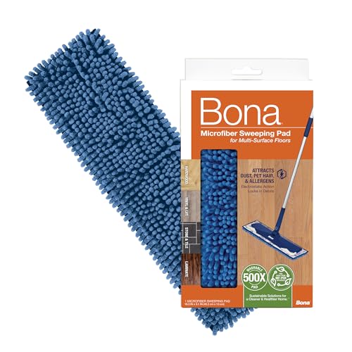 Buy now Bona Microfiber Sweeping Pad for Multi-Surface Floors - For Use With Bona Mops - Attracts, Picks Up Pet Hair, Fur, and Dander - Wood, Stone, Tile, Laminate, and Vinyl Floors at indiglob india