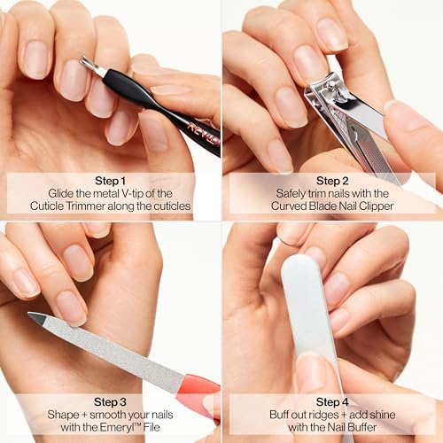 Buy now Revlon Manicure Essentials Kit with Travel Case, Nail Care Set with Dual Ended Cuticle Trimmer, Curved Blade Clippers, Compact Emeryl File & Buffer (Pack of 1) at indiglob india