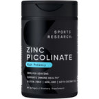 Sports Research® Zinc Picolinate 30mg w/Organic Coconut Oil, 90 Softgels | High Potency Zinc Supplement for Healthy Immune & Enzyme Function - Non-GMO Tested & Gluten-Free, 90 Servings
