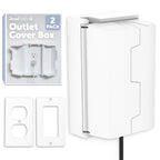 Jool Baby Outlet Cover Box for Child Safety (2 Pack) Duplex & Decorator Electrical Outlet Plates, Concealed Access Buttons, and Spacious Compartment