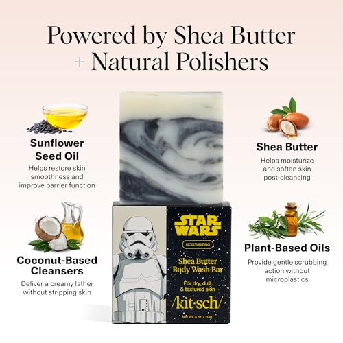 Buy now Kitsch Shea Butter Exfoliating Body Wash x Star Wars Stormtrooper Design â€“ Moisturizing Bar Soap & Gentle Soap Bar â€“ Hydrates, Softens & Soothes Skin â€“ Paraben, Silicone & Sulfate-Free - 4 oz at indiglob india