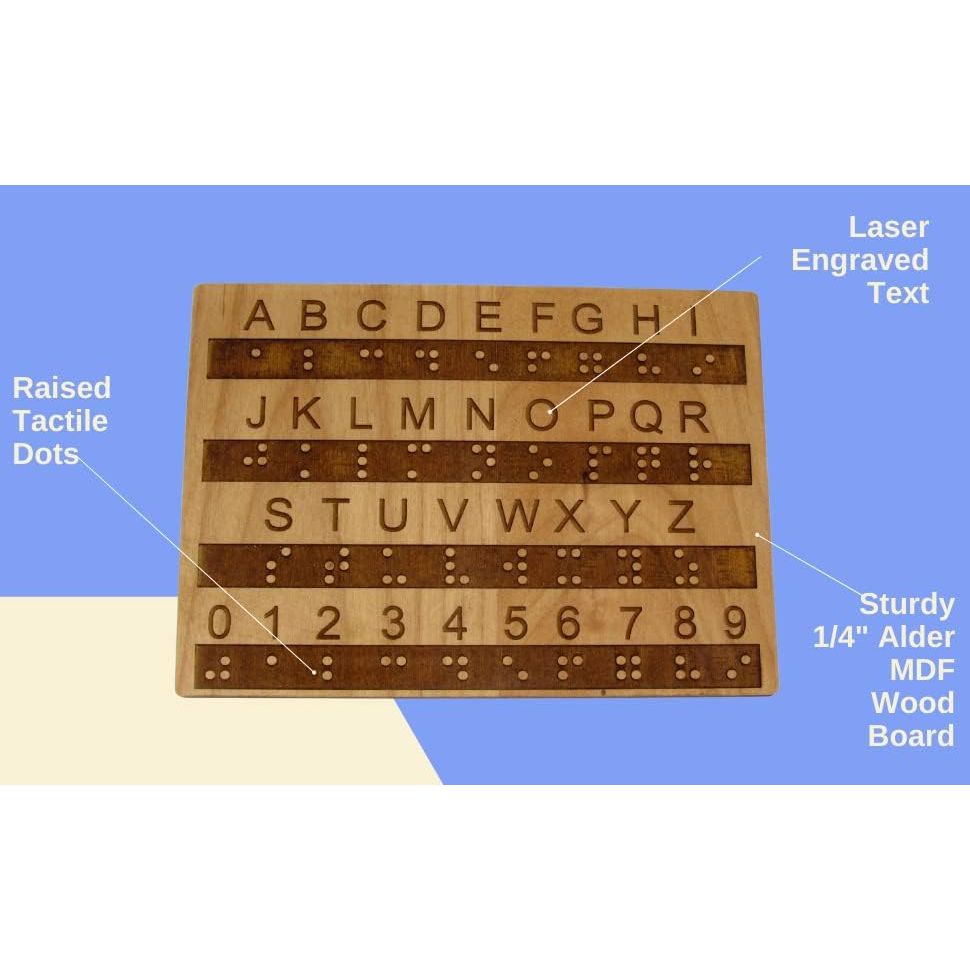 Buy now Creative Escape Rooms Made in USA - Raised Dots Braille Alphabet and Number Wood Board - Learn Braille - Tactile Montessori - Teaching Aid at indiglob india