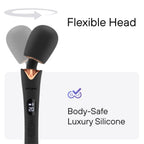 bed geek Cordless Wand Massager – Super Powerful Handheld Massage with 20 Speeds & 8 Patterns, Soft Silicone Head, Quiet Motor, LED Display, Body-Safe & Waterproof Black & Rose Gold