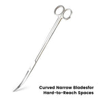 12" Stainless Steel Aquarium Scissors, Curved Long Aquatic Plant Trimming Scissors for Aquascaping, Fish Tank & Terrarium Maintenance in Fresh & Salt Water (Silver)