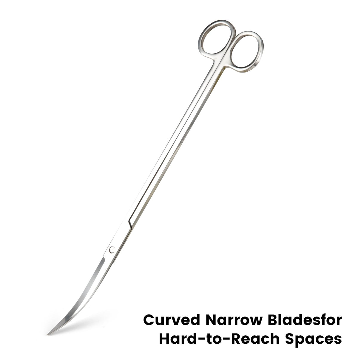 12" Stainless Steel Aquarium Scissors, Curved Long Aquatic Plant Trimming Scissors for Aquascaping, Fish Tank & Terrarium Maintenance in Fresh & Salt Water (Silver)